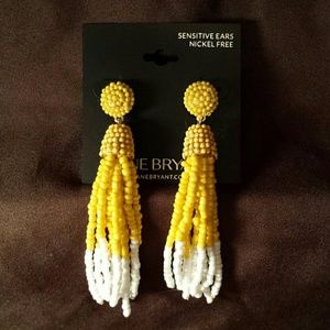 Yellow with White Bead Earrings